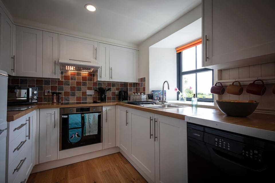 Coffee/tea facilities, Kitchen or kitchenette, dishwasher, stove, toaster