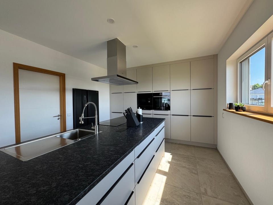 Kitchen or kitchenette, dishwasher, oven, stove