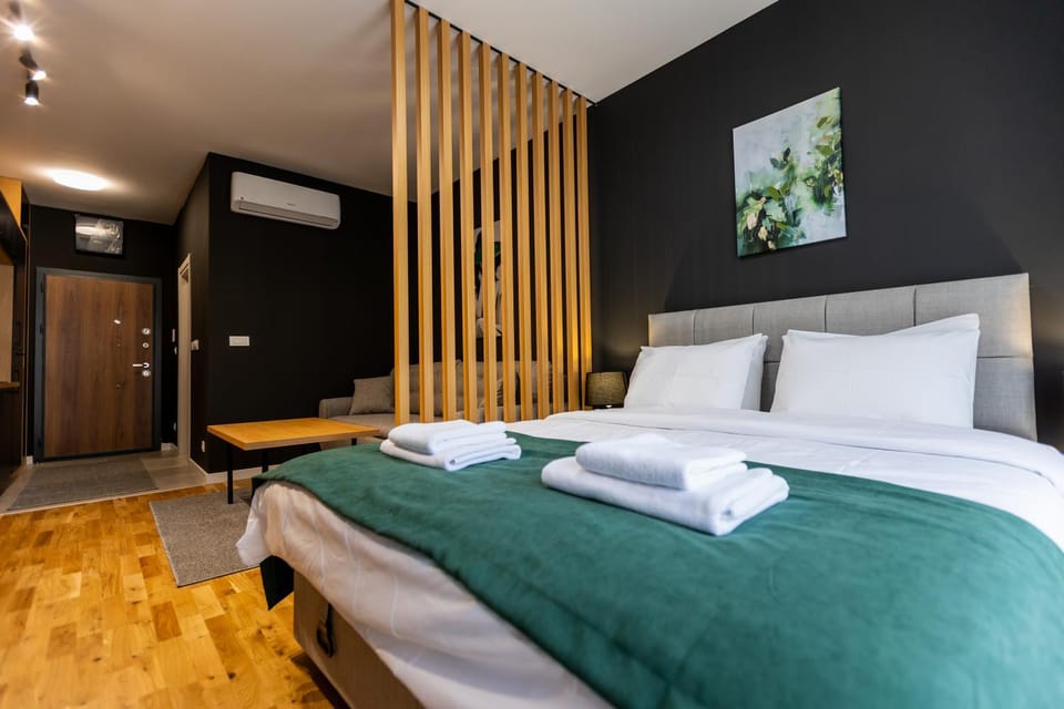 Bed, Photo of the whole room, Bedroom, towels, wardrobe