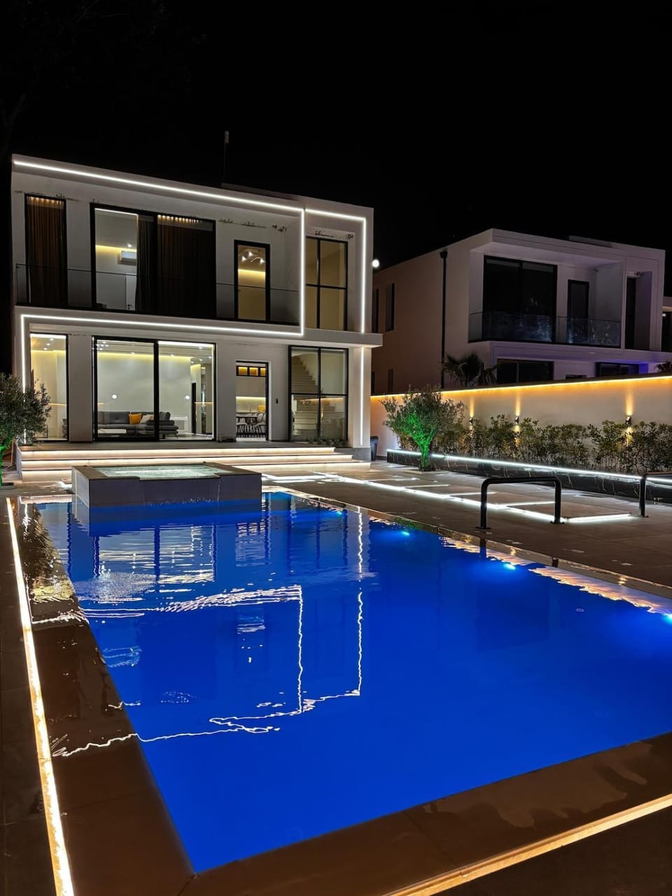 Property building, Night, Pool view, Swimming pool