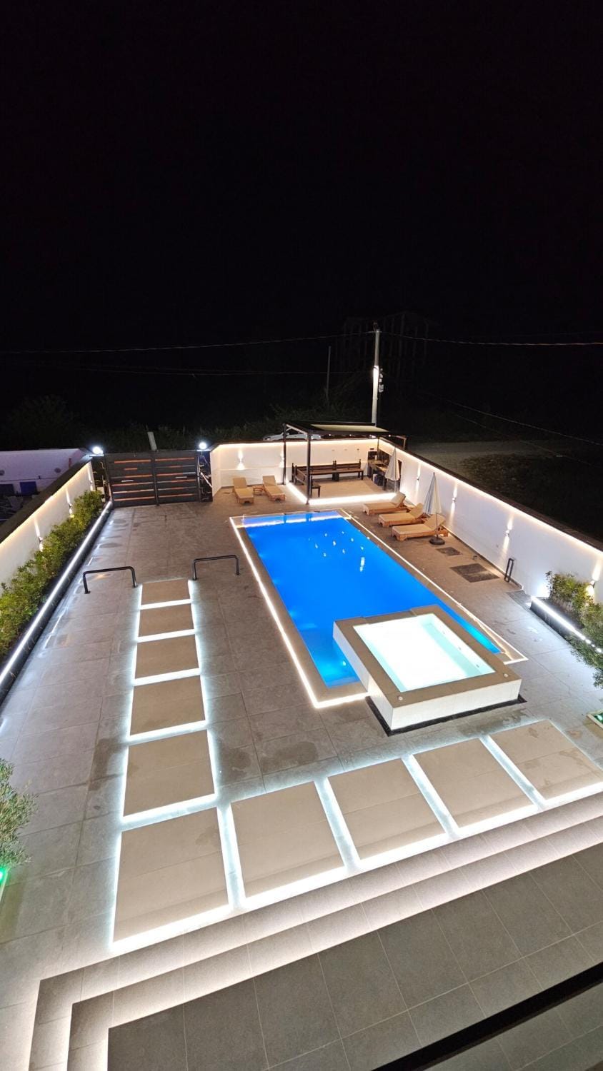 Night, Pool view, Swimming pool