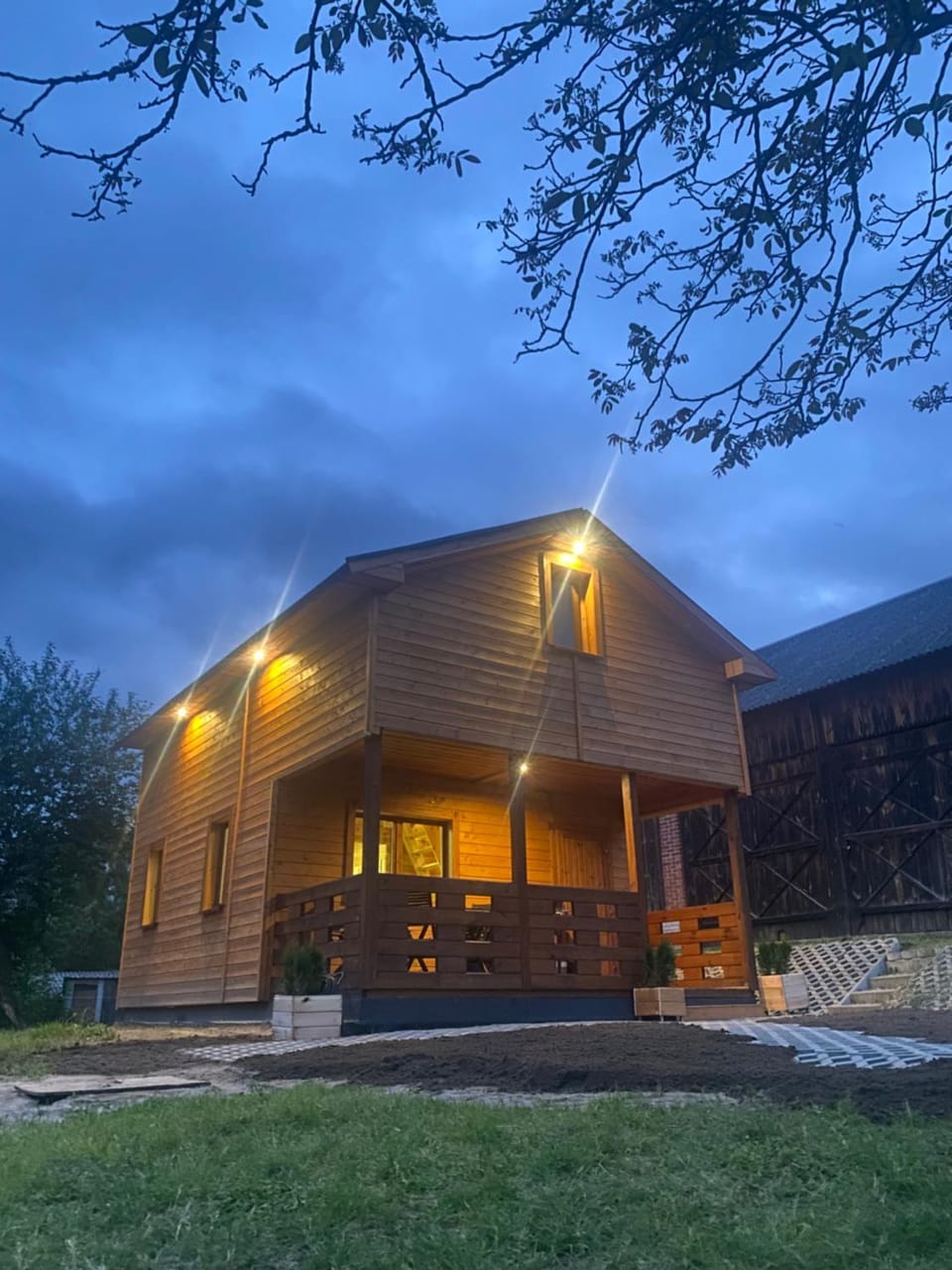Property building, Night, Garden view