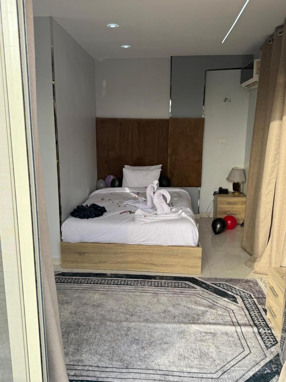 Bed, Photo of the whole room, Bedroom, towels, wardrobe