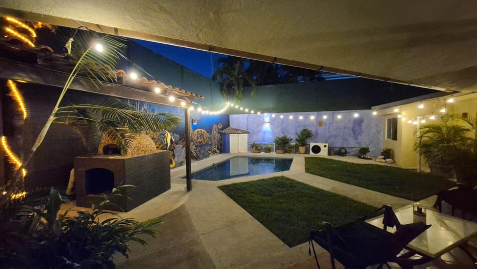 Patio, Night, Pool view, Swimming pool