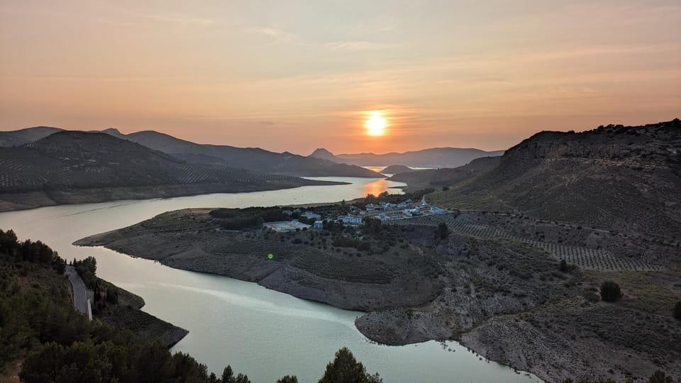 Nearby landmark, Natural landscape, Lake view, Sunset