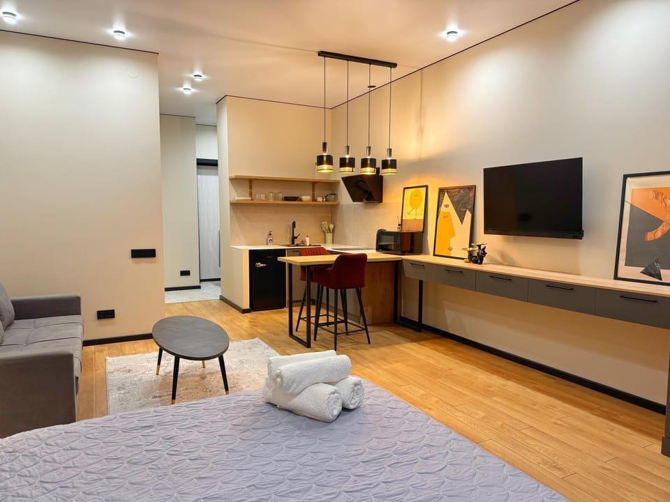 TV and multimedia, Kitchen or kitchenette, Photo of the whole room, Seating area