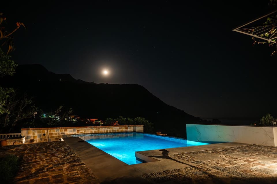 Night, Natural landscape, Mountain view, Pool view, Swimming pool