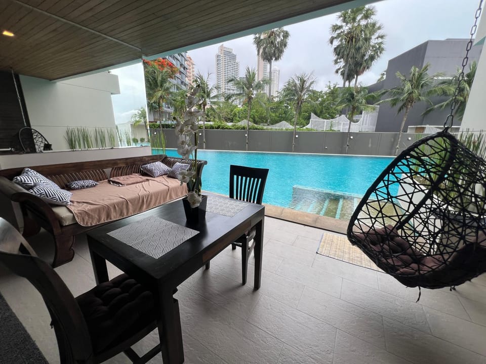 Patio, Balcony/Terrace, Pool view
