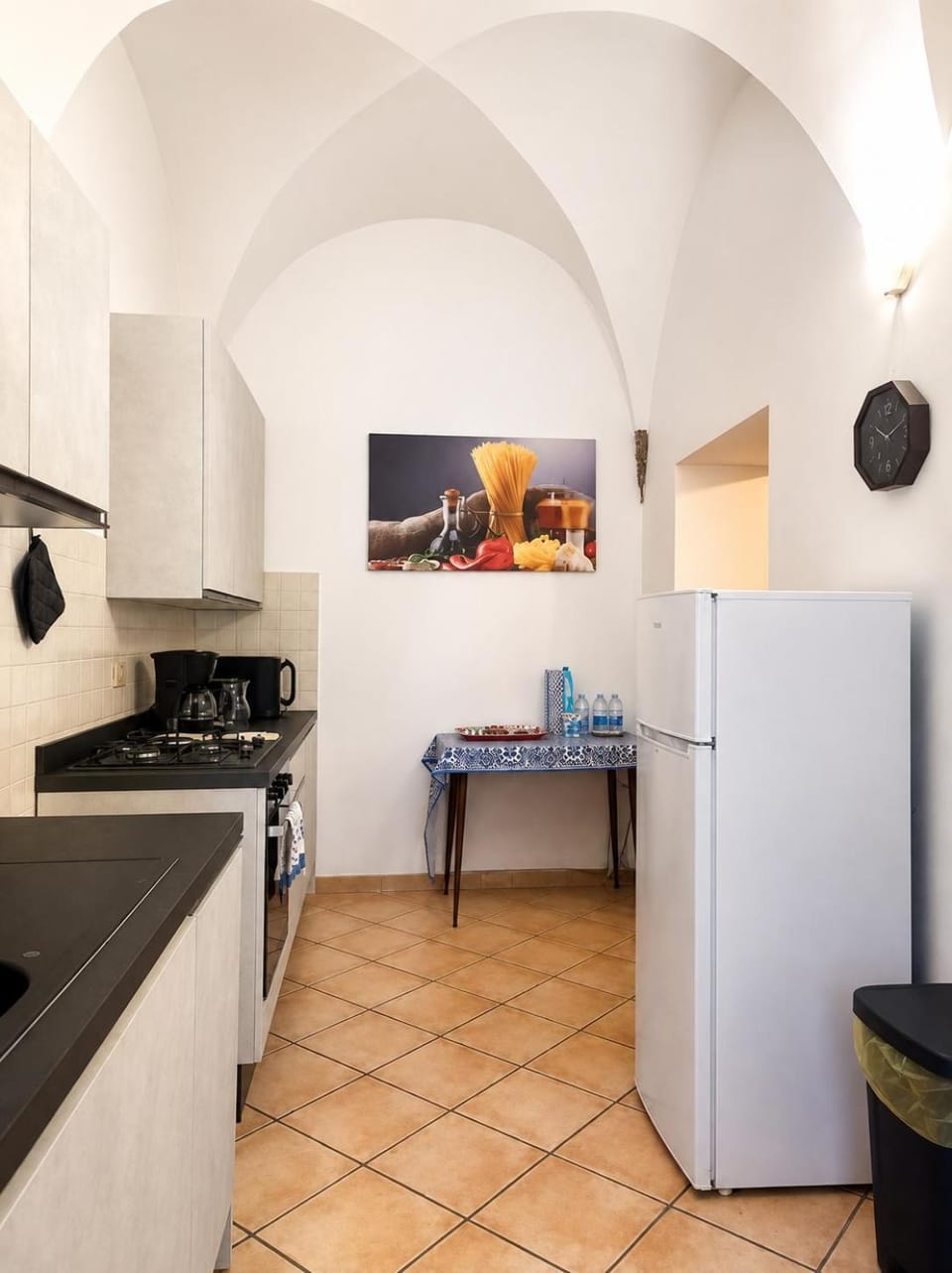 Kitchen or kitchenette, oven, stove