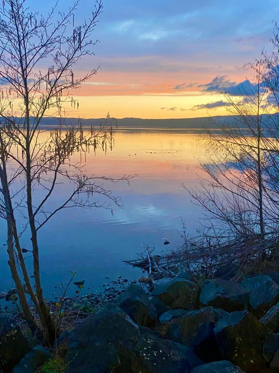 Natural landscape, Lake view, Sunset