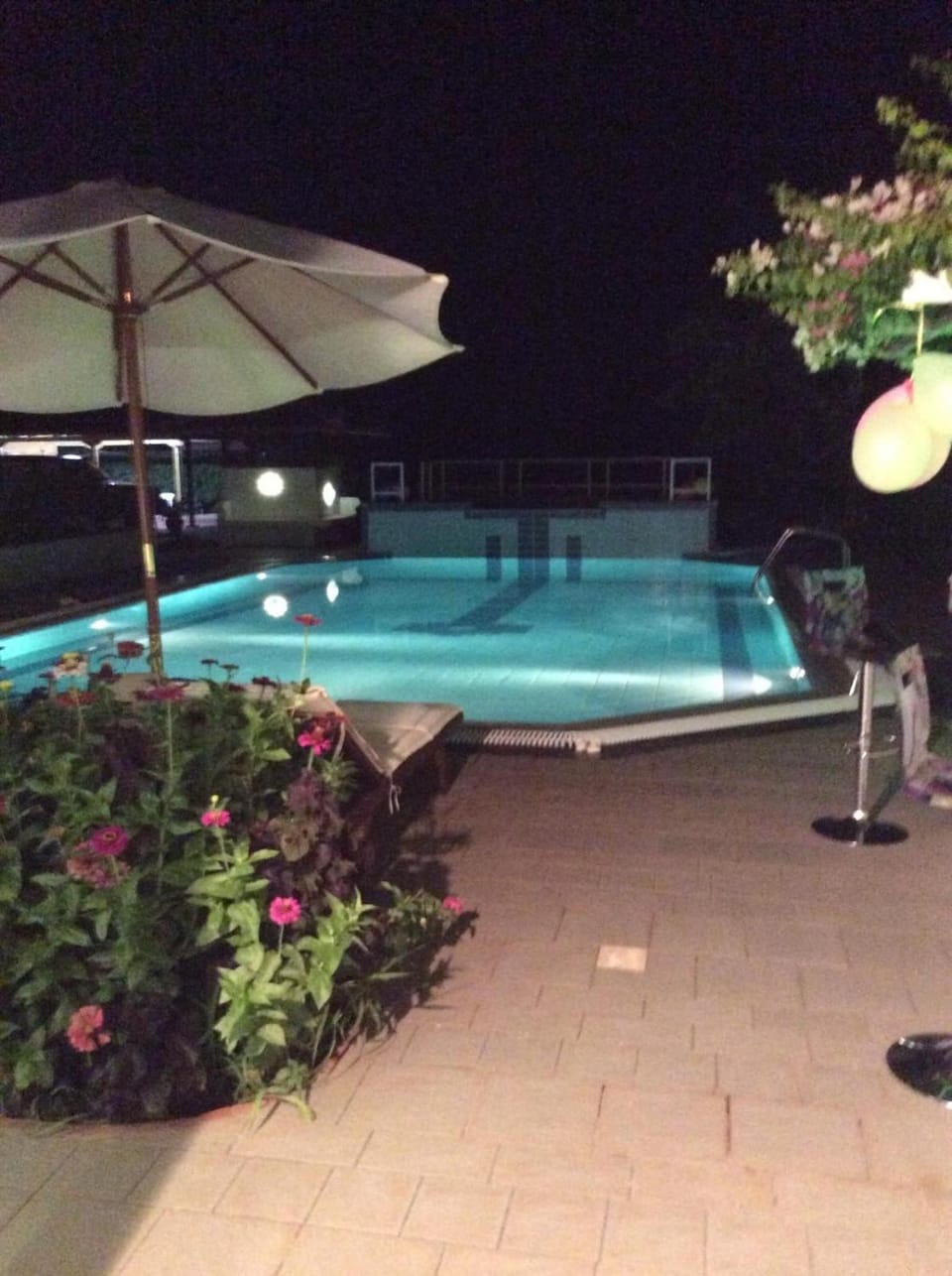 Night, Pool view, Swimming pool, Swimming pool