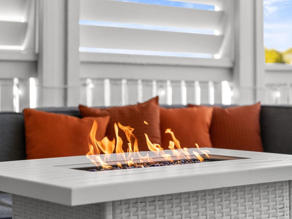 Seating area, fireplace, furniture