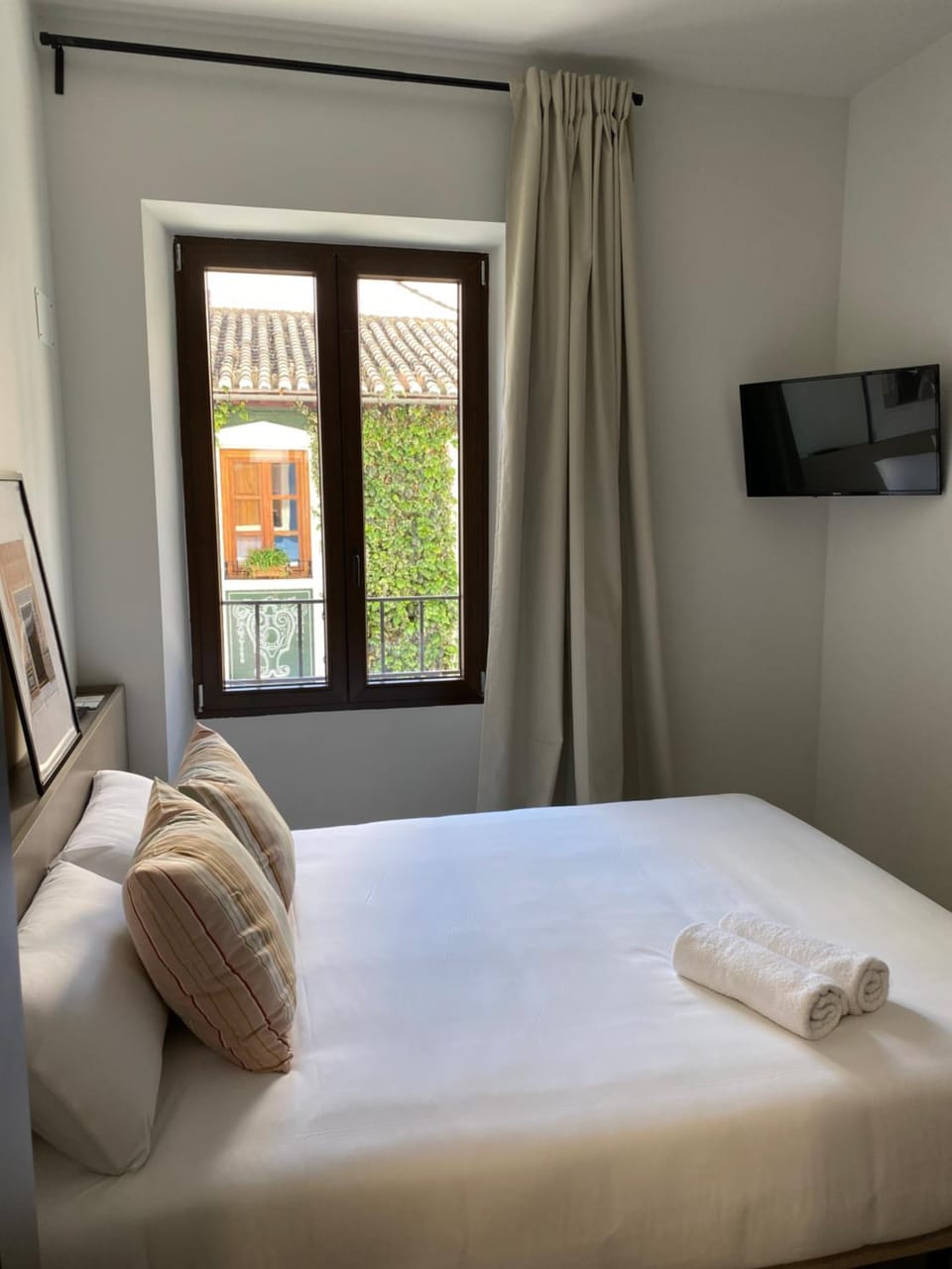 Bed, TV and multimedia, towels