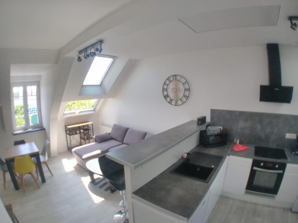 Living room, kitchen