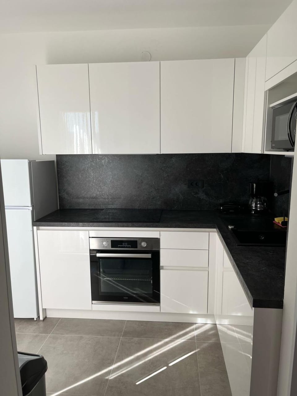 Kitchen or kitchenette, stove