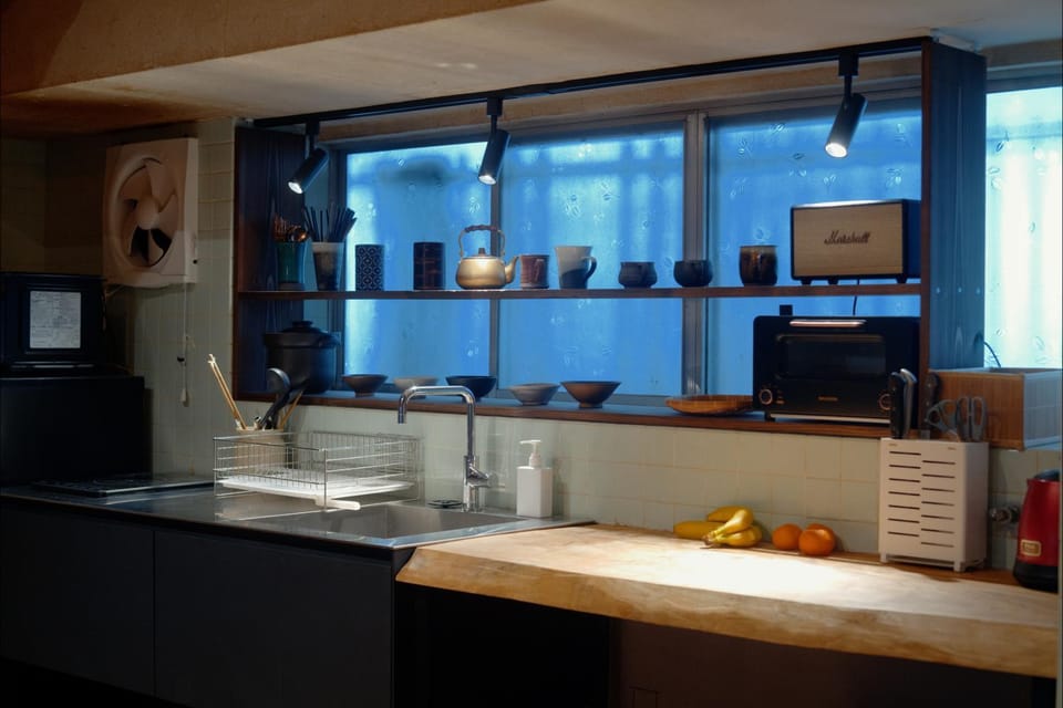 Kitchen or kitchenette, toaster