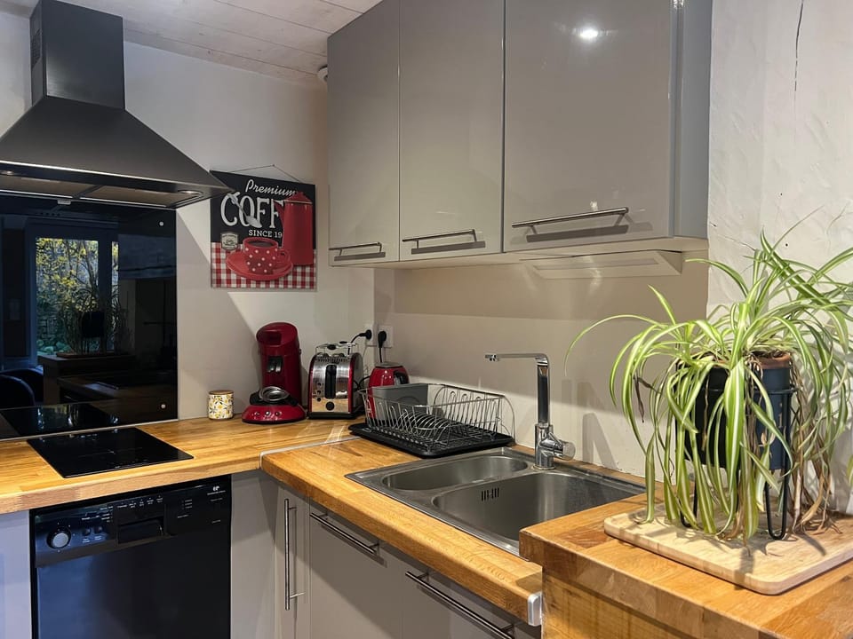 Kitchen or kitchenette, stove