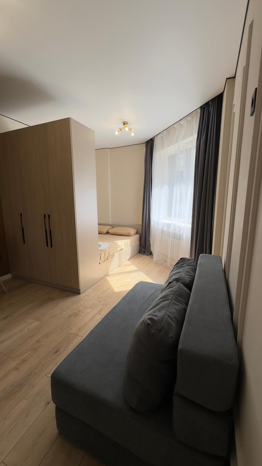 Bed, View (from property/room), Living room, Photo of the whole room, Seating area, Bedroom, Street view, bunk bed, wardrobe