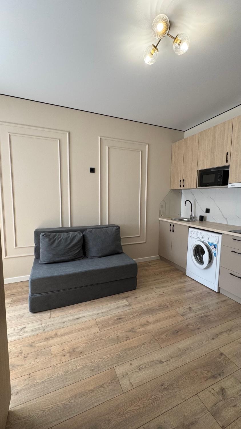 Bed, Kitchen or kitchenette, Living room, Seating area, Dining area, microwave, minibar, stove, washing machine, kitchen
