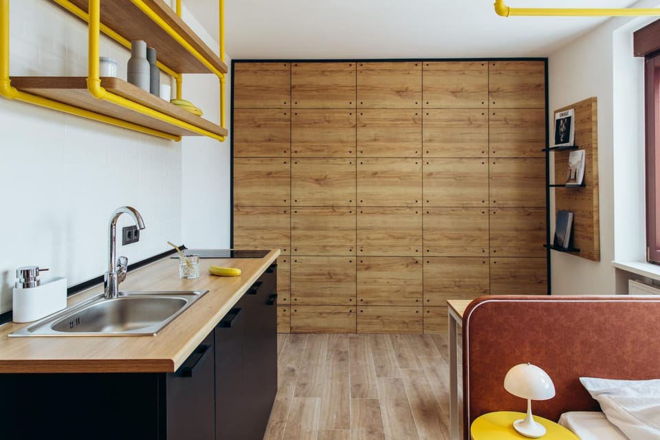 Bed, Kitchen or kitchenette, Photo of the whole room, Bedroom