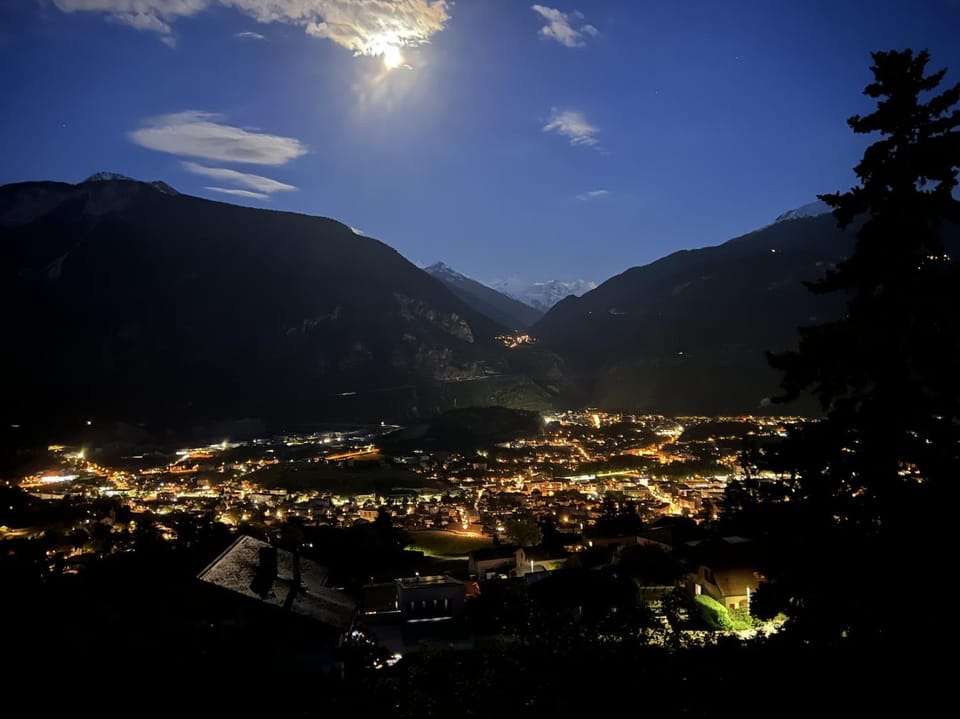 Night, City view, Mountain view
