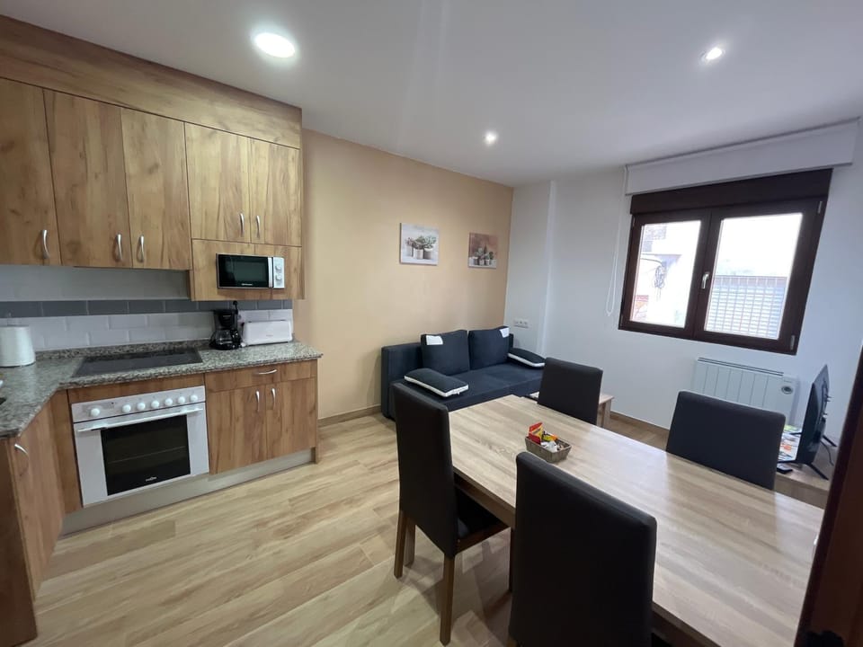 Dining area, dishwasher, minibar, oven, stove, toaster
