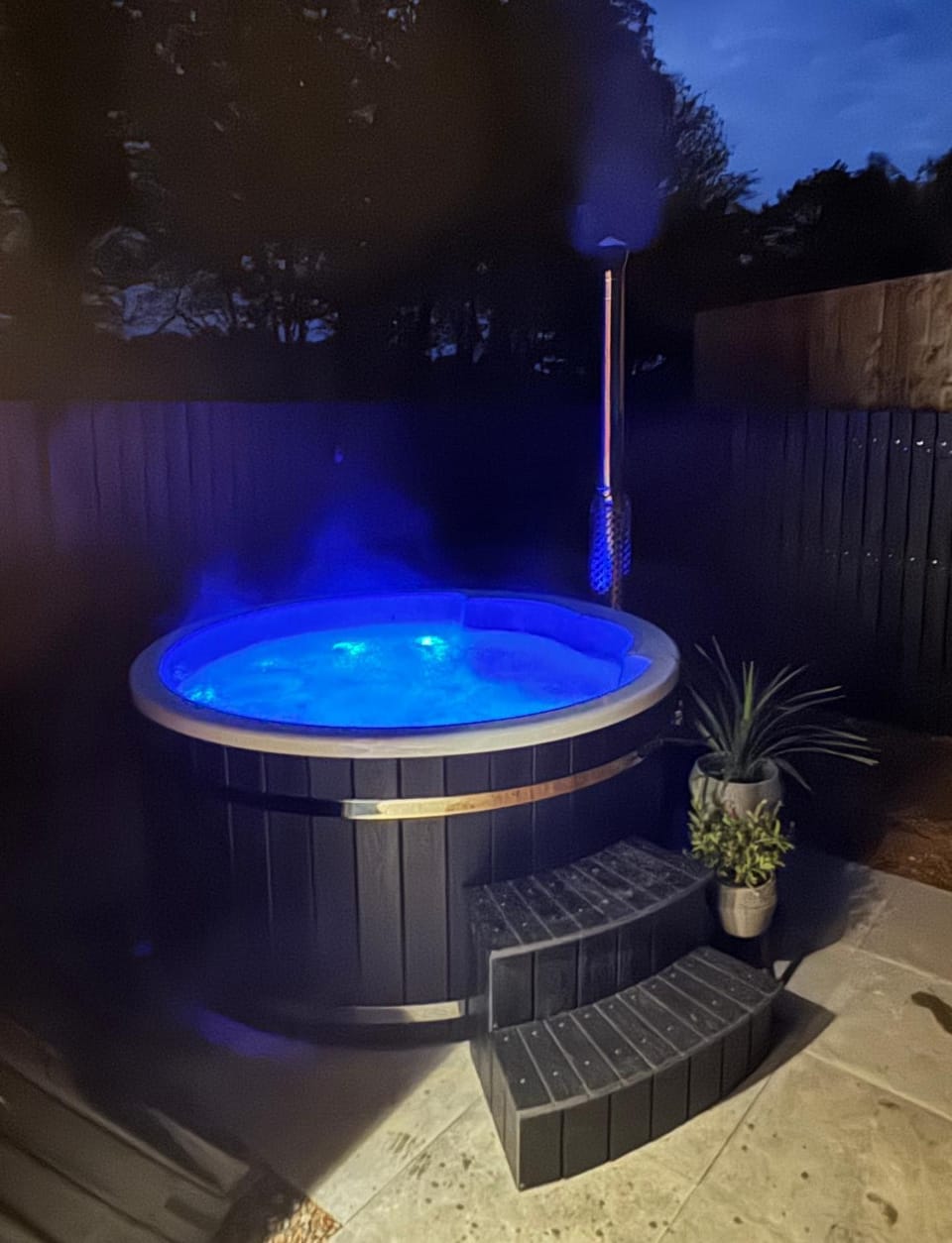 Night, Natural landscape, Hot Tub