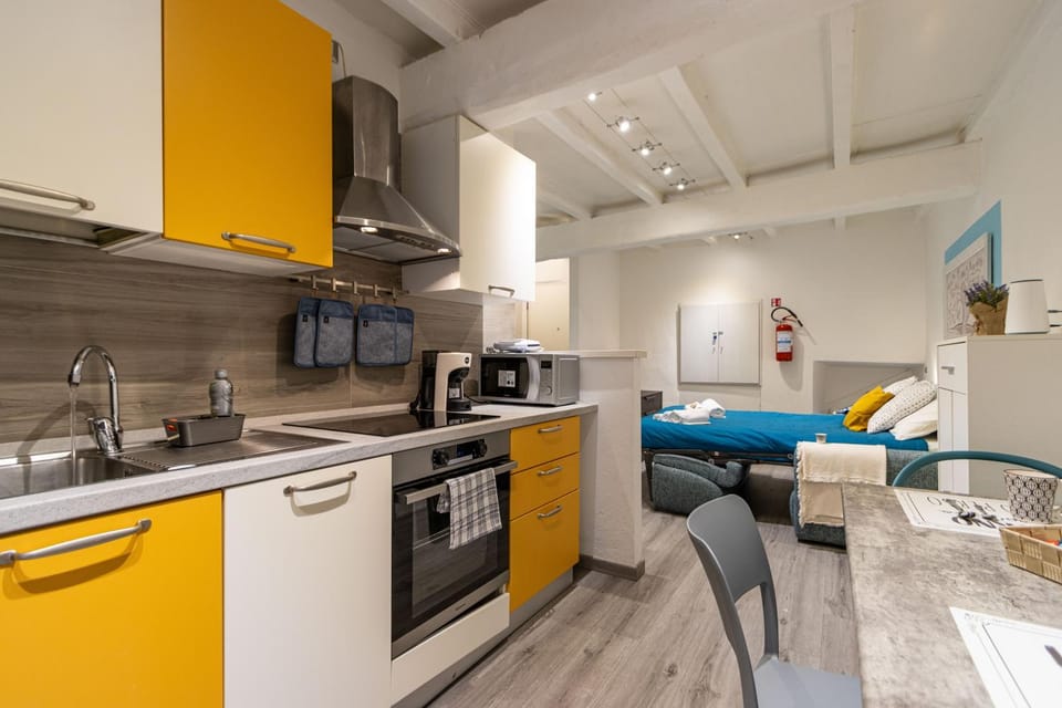 Bed, Kitchen or kitchenette, Photo of the whole room, Dining area, dishwasher, oven, stove, toaster