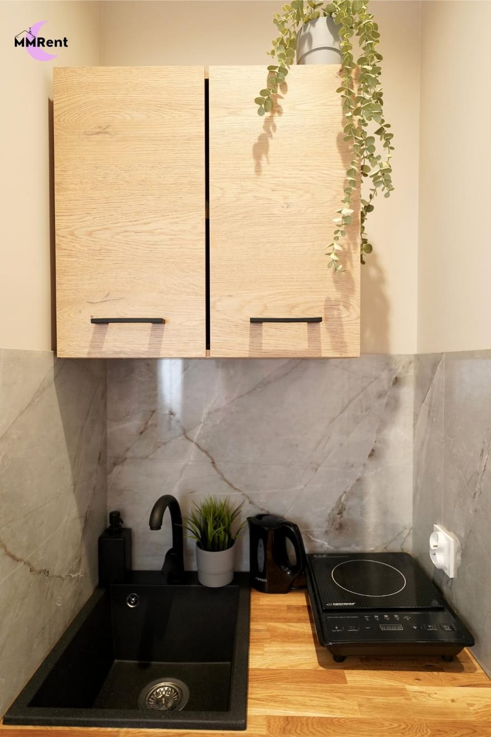 Kitchen or kitchenette, stove