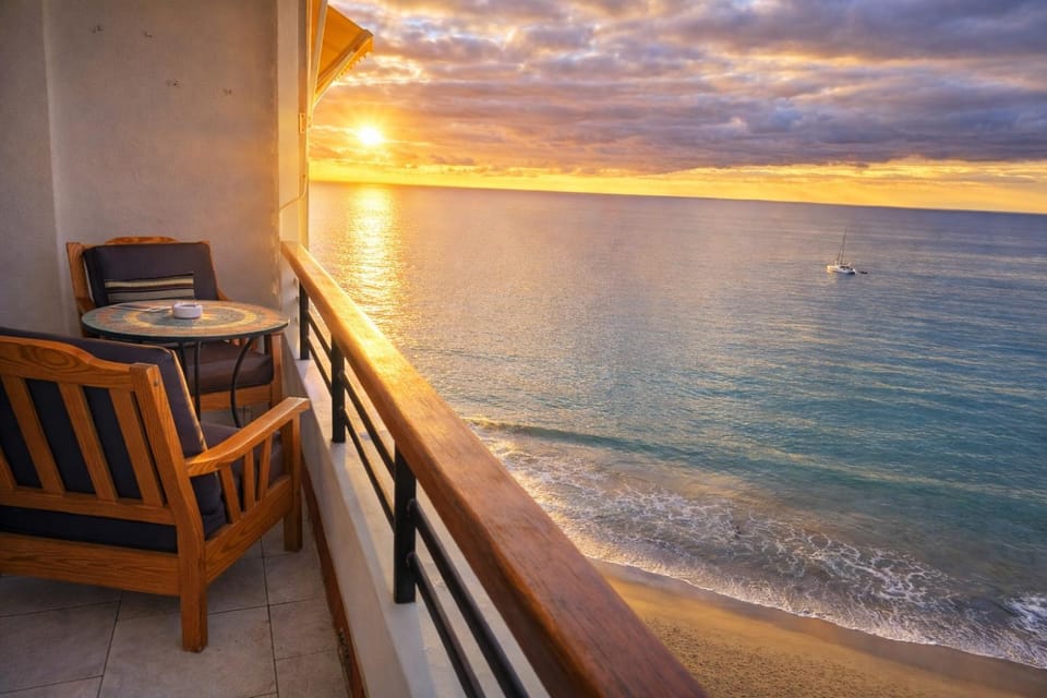 View (from property/room), Balcony/Terrace, Sea view, Sunset