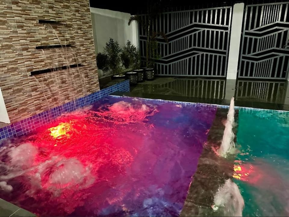 Night, Pool view, Swimming pool