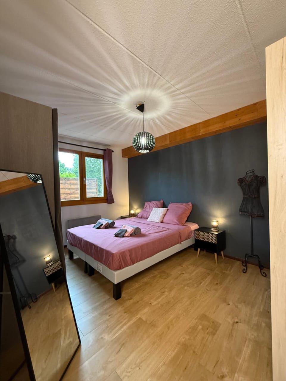 Bed, Photo of the whole room, Bedroom, towels, wardrobe