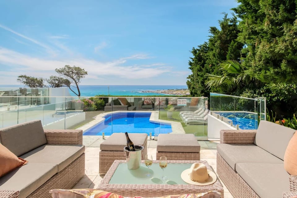 Patio, Balcony/Terrace, Seating area, Sea view, Swimming pool, sunbed