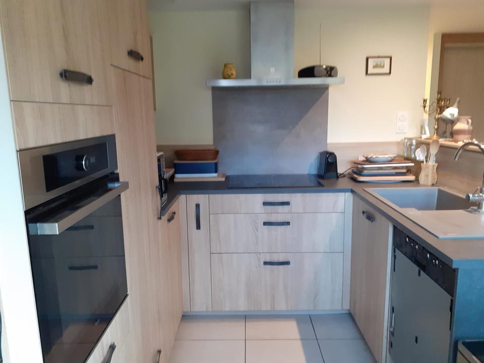 Kitchen or kitchenette, dishwasher, oven, stove