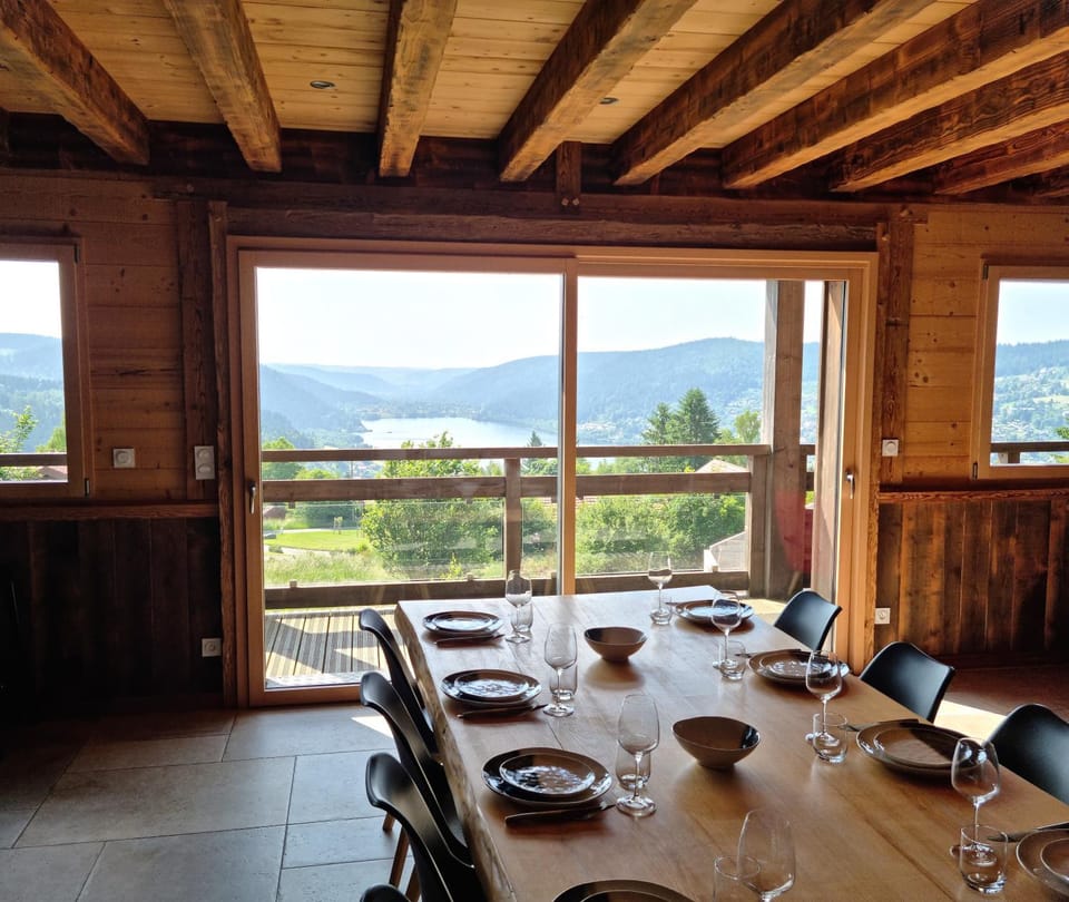 Natural landscape, Dining area, Lake view, Mountain view