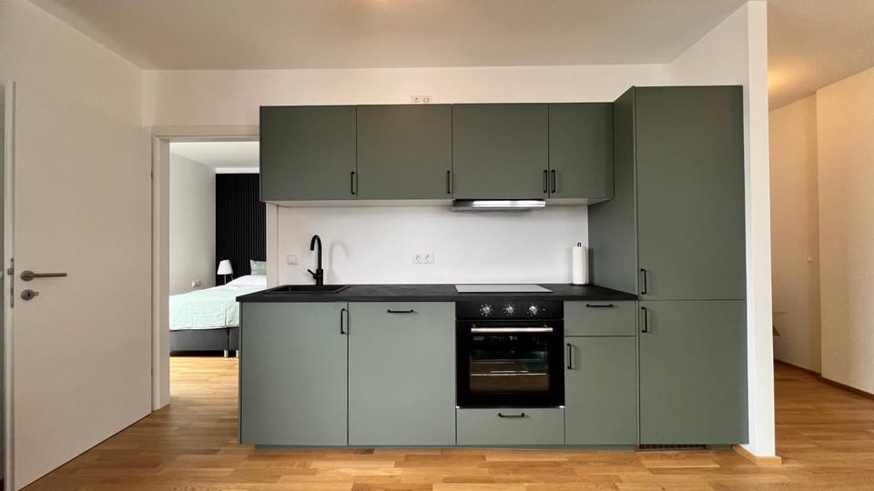 Kitchen or kitchenette, stove