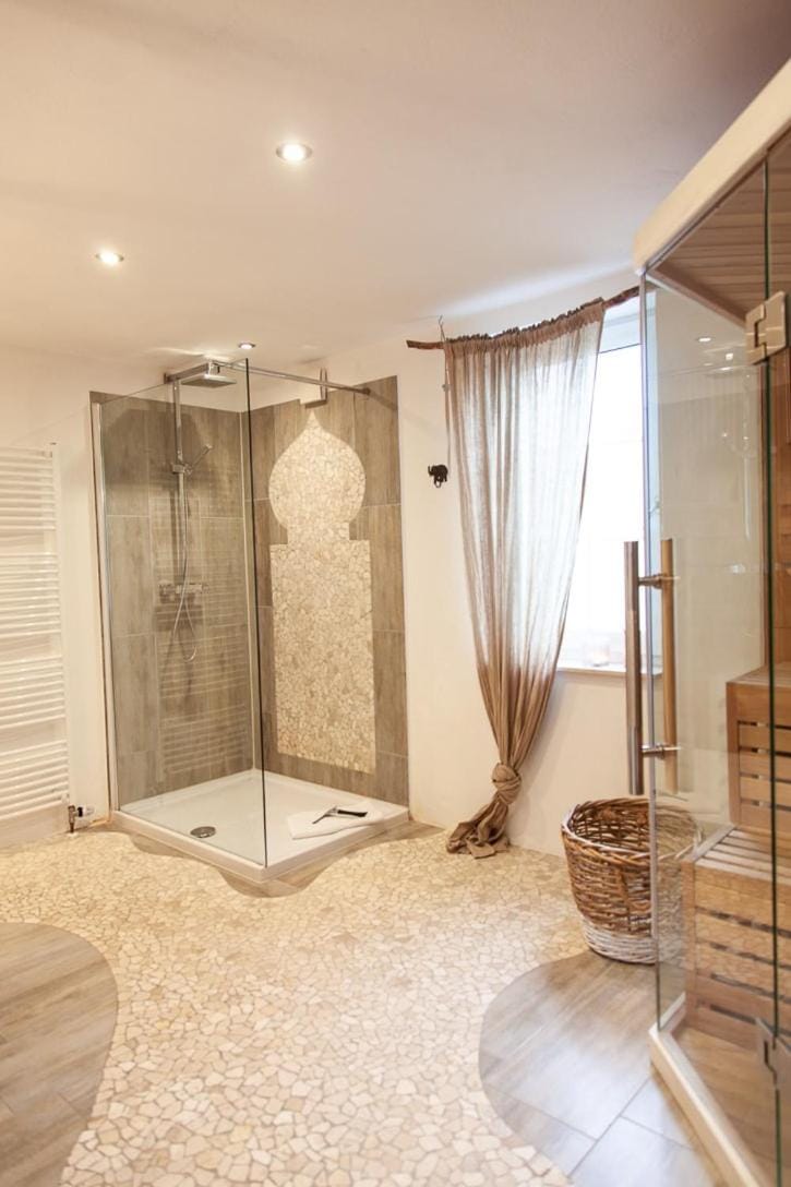 Shower, Sauna, Bathroom, Decorative detail