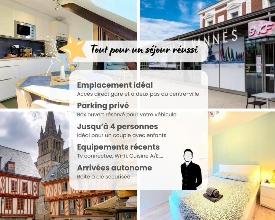 historic center, train station, parking lot Apartment in Vannes
