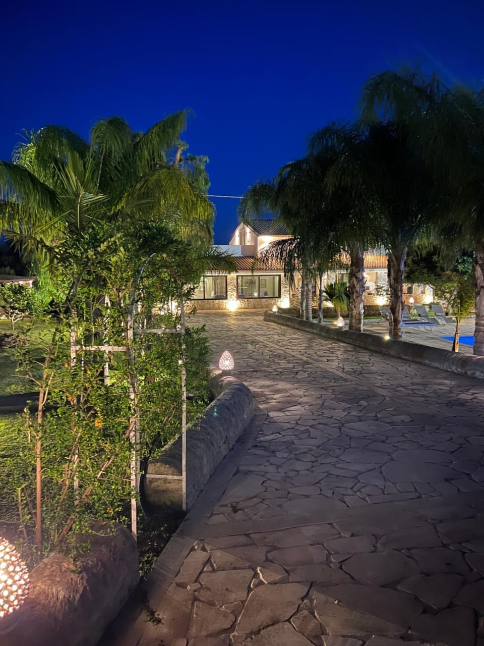 Property building, Night, Garden, Garden view