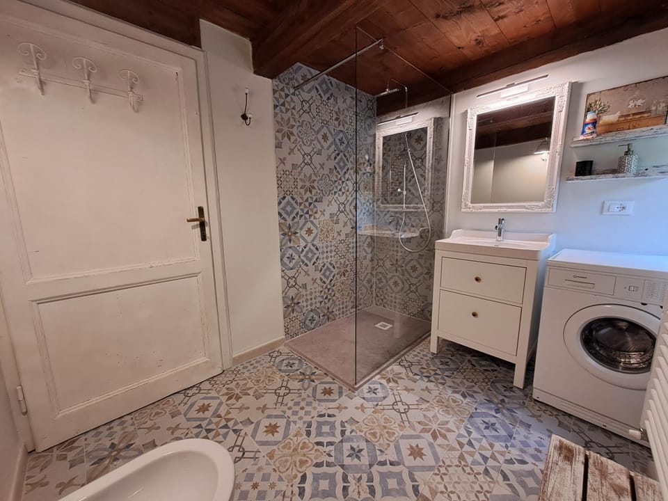 Shower, Bathroom, towels, washing machine
