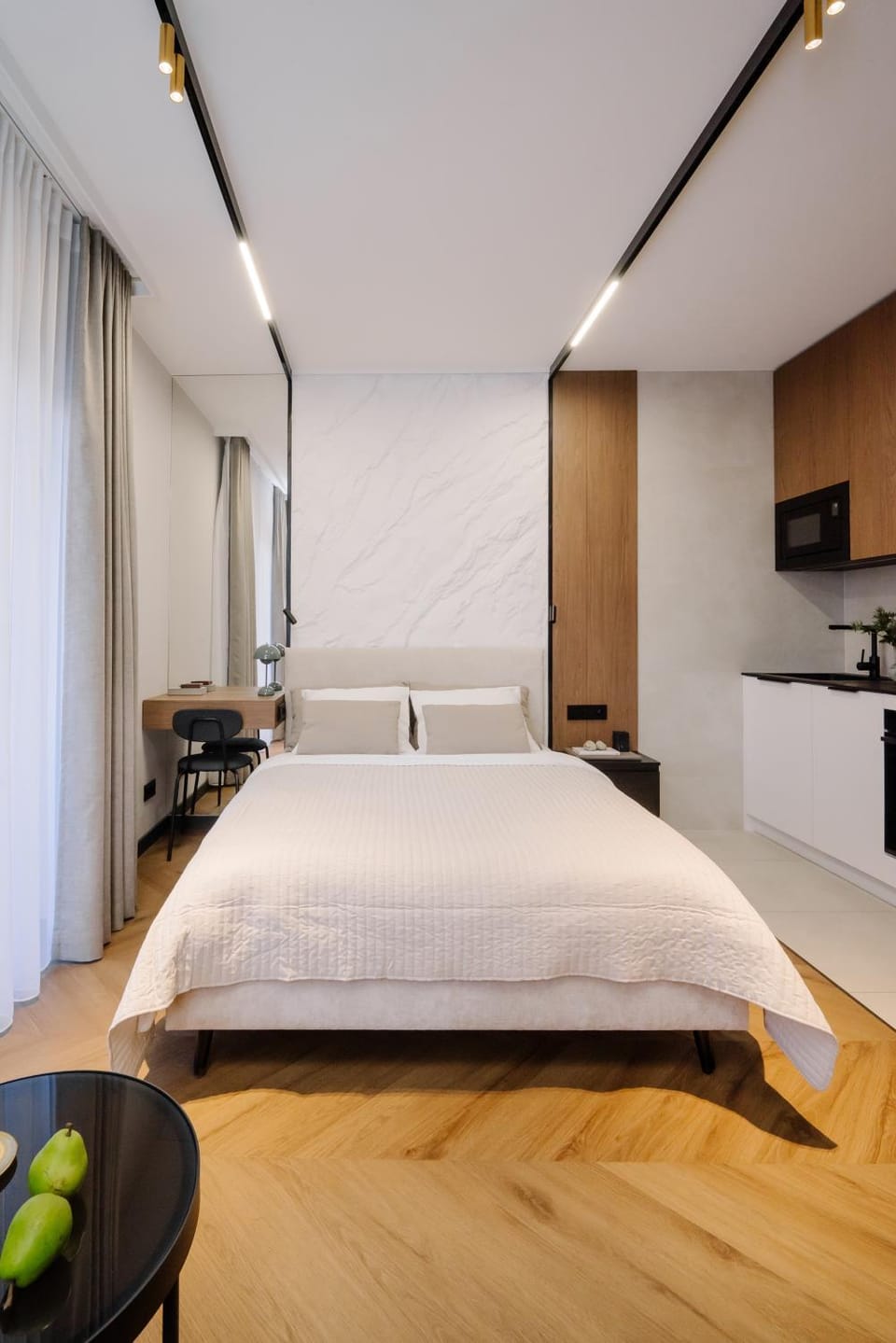 Bed, Kitchen or kitchenette, Photo of the whole room, Bedroom