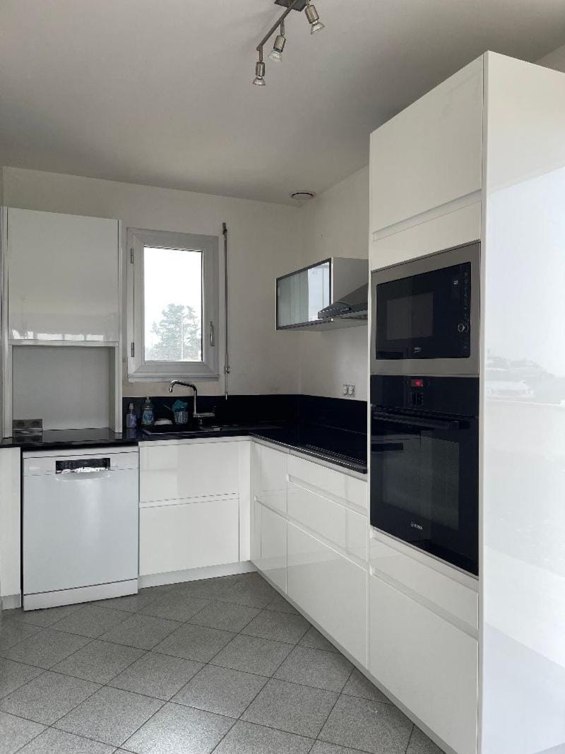 Kitchen or kitchenette, dishwasher, stove
