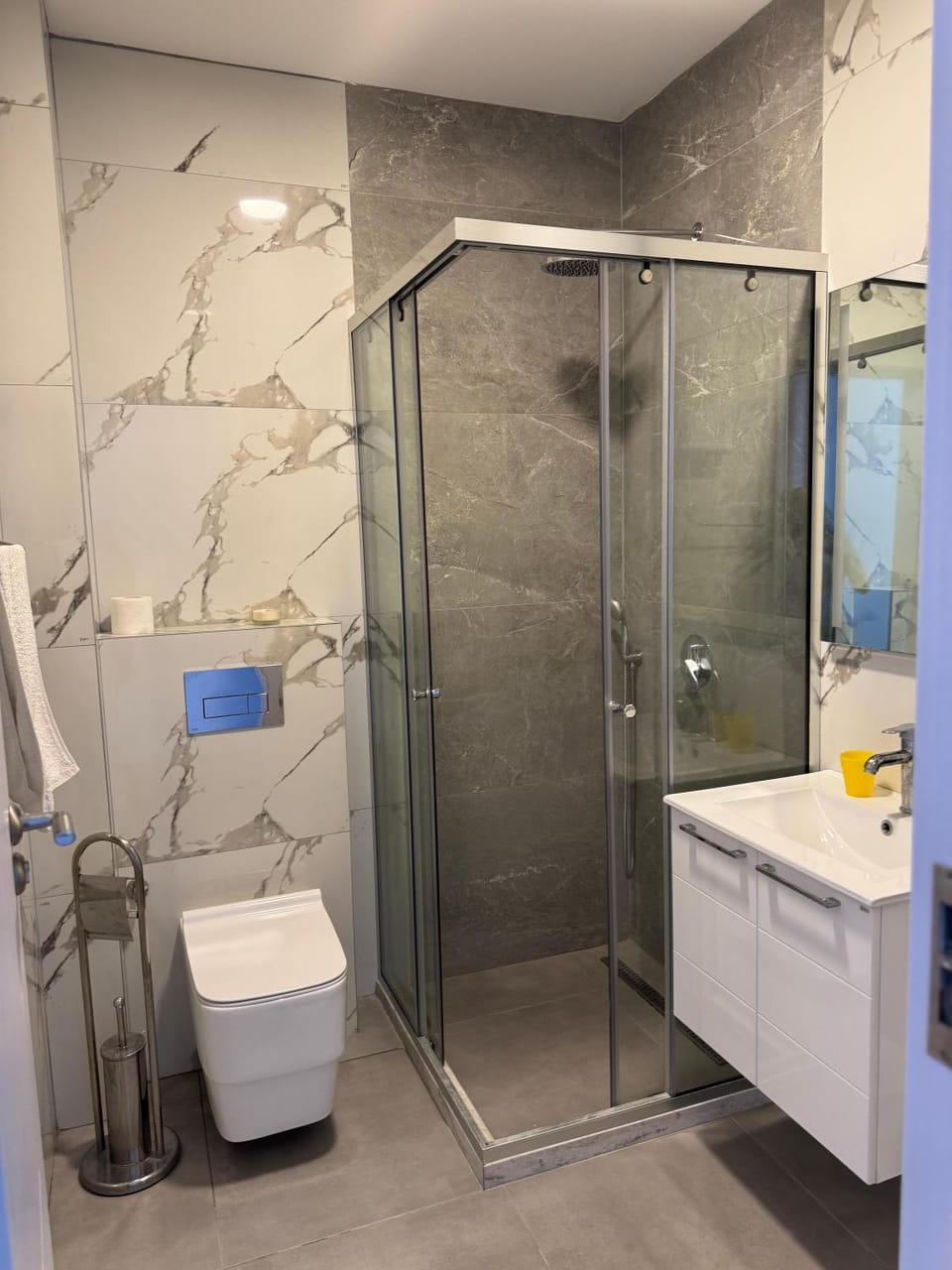 Shower, Toilet, Bathroom, towels