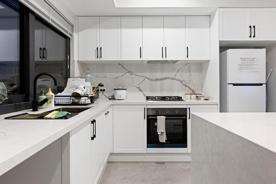 Kitchen or kitchenette, oven, stove, toaster