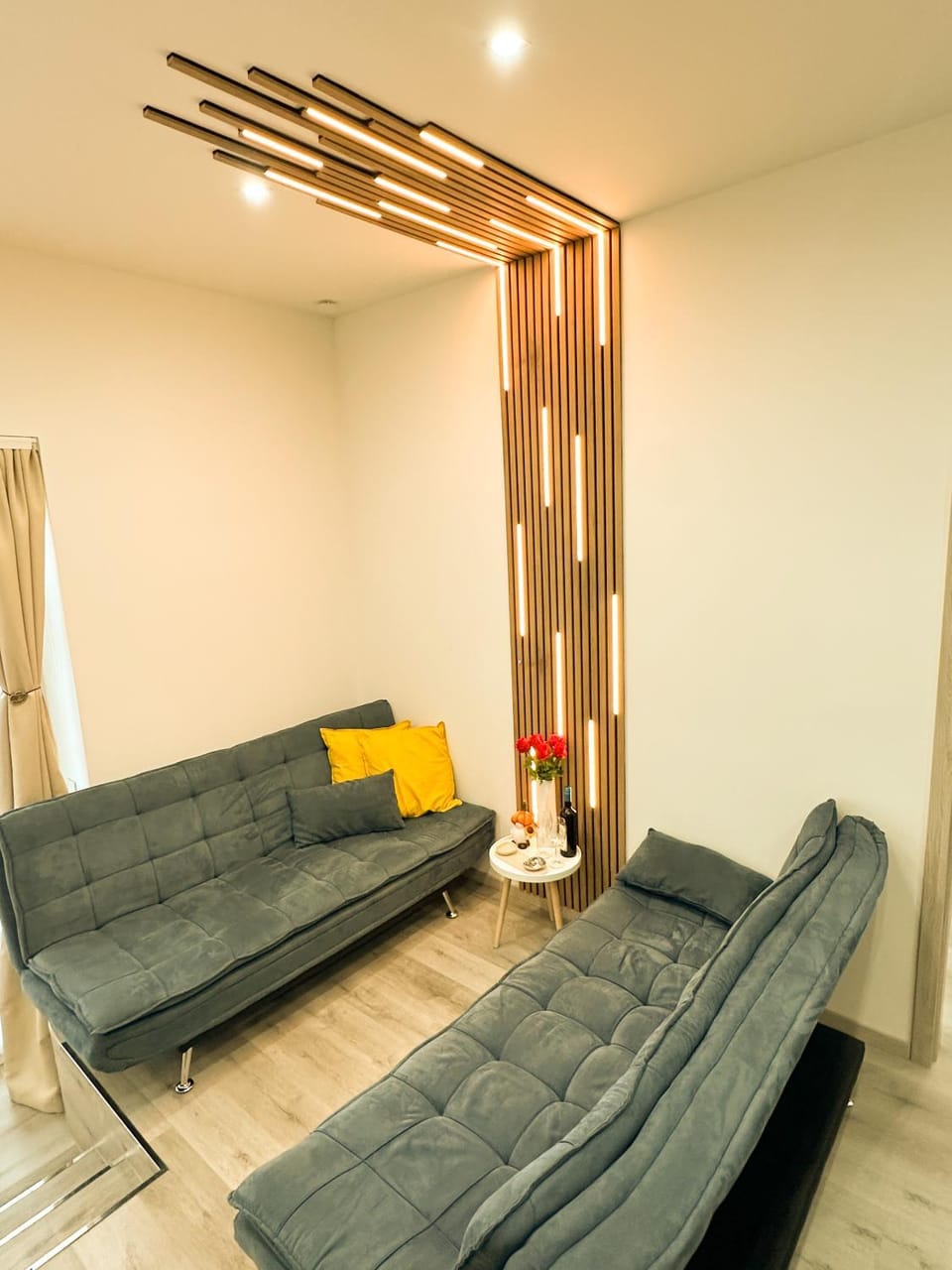 Bed, Living room, Photo of the whole room, Seating area