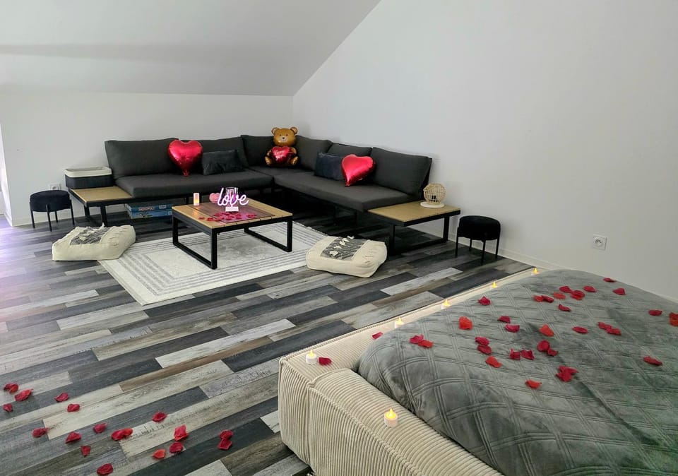 Bed, Living room, Photo of the whole room, Seating area, Bedroom
