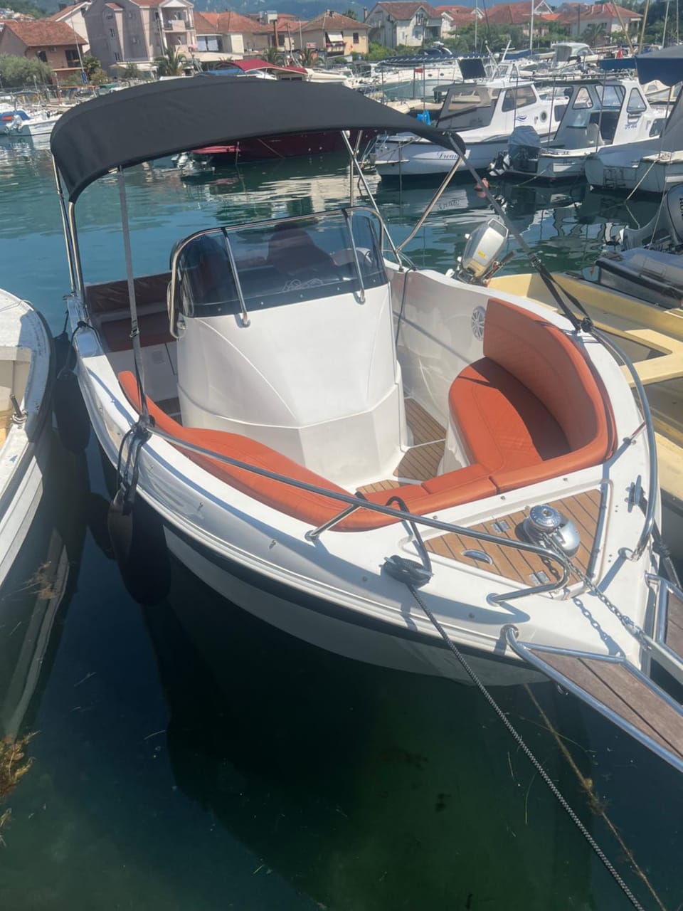 Speedboat Tours Our Lady Of The Rocks, Perast, Mamula Island and Blue Cave swiming Docked boat in Kotor Municipality