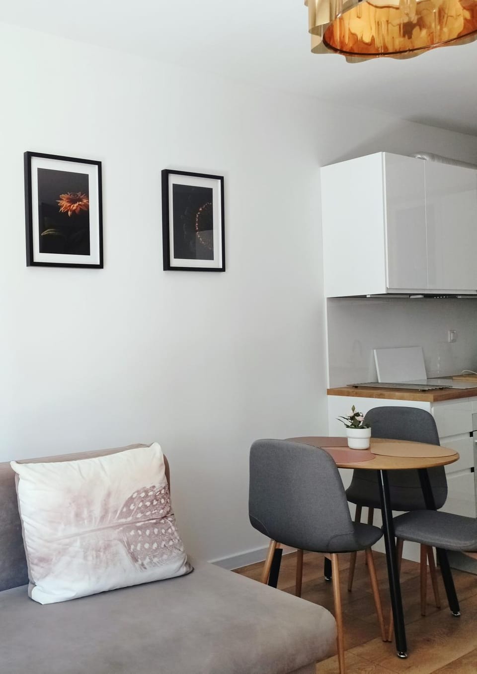Kitchen or kitchenette, Living room, Seating area, Dining area