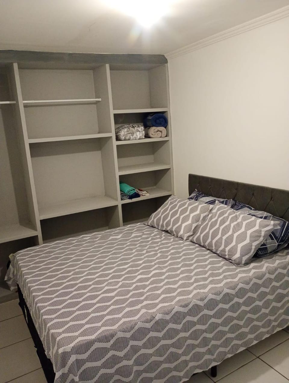Bed, wardrobe