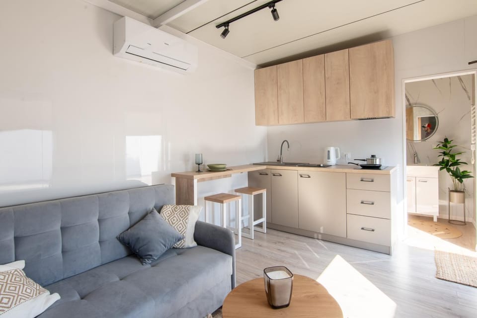 Kitchen or kitchenette, Living room, Dining area, air conditioner